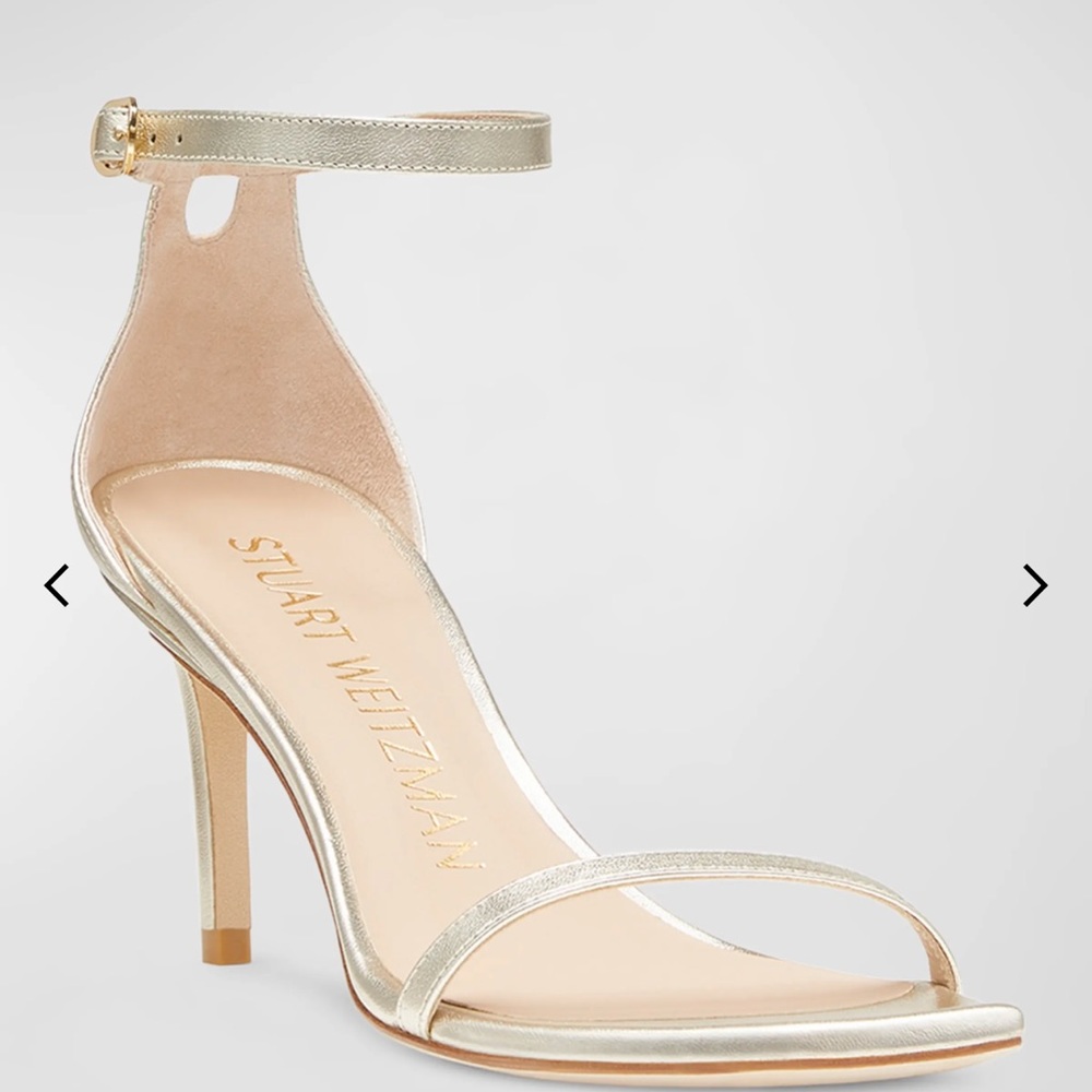 Stuart Weitzman 9.5B gold sandal with a 3” stiletto heel/ New no original tags